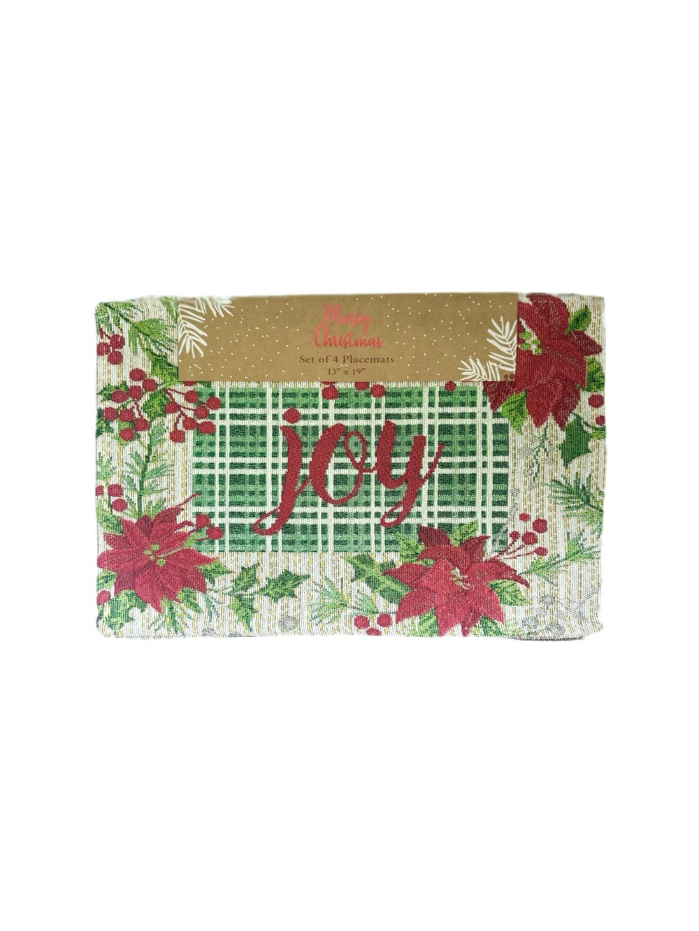 Serafina Home Plaid Holiday Joy Tapestry Placemats Set Of Four